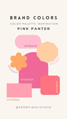 the brand color scheme for pink panter is shown in this graphic style, with different colors