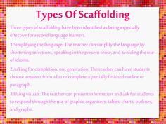 some types of scaffolding are used to teach students how to use the language