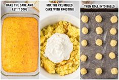 three pictures showing how to make baked cornbreads and then baking them in the oven