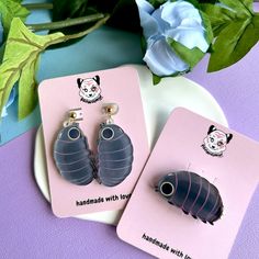 Pill Bug Acrylic Earrings - Etsy Bug Earrings, Pill Bug, Ears Pierced, Bday Gifts, Shrinky Dink, Cute Piercings, Funky Earrings, Statement Earring, Funky Jewelry