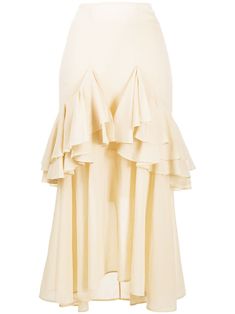 Ivory cotton-blend A-line skirt from TOTEME featuring high waist, ruffled detailing and A-line skirt. A Line Skirt, A Line Skirts, Stella Mccartney, Dolce And Gabbana, High Waist, Ruffle Blouse, A Line, Buy Online, Cotton Blend