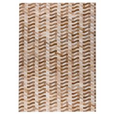 a brown and white rug with wavy lines on the top, in front of a white background