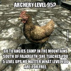 IS THIS REAL?! wait do you have to be archery level 95 to get these 'level ups'? dangit. Skyrim Funny, Scrolls Game, Elder Scrolls V Skyrim, Video Game Memes