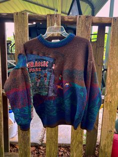 Woven half Wool half tapestry sweater fits like a Large if you have any questions feel free to reach out! :) Amano Sweater, Tapestry Sweater, Dad Sweater, Jurrasic Park, Sweater Handmade, Reworked Vintage, Sweater Outfit, Sweater Fits, Clothing Ideas