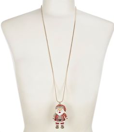 From Merry & Bright&#x2C; this necklace features: Long pendant necklace Plated brass/glass stonesLobster claw closureApprox. 30" LImported. Merry Bright Christmas, Jolly Santa, Bright Christmas, Long Pendant Necklace, Long Pendant, Rhinestone Jewelry, Accessories Jewelry Necklace, Dillard's, Merry And Bright