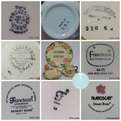 many different plates and dishes with the names of them