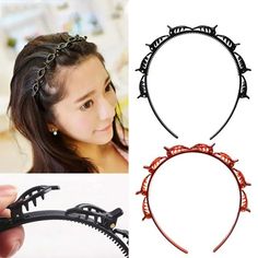 size: Reference picture color: picture color quantity: 2 pcs Materials: Plastic If you need different quantities please look in my shop or send me a convo. Scene Clothes, Date Night Hair, Night Hair, Fashion Headbands, Bangs Hairstyle, Twisted Hair, Sport Hair, Headband Men, Band Accessories