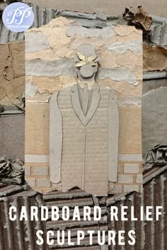 the cover of cardboard relief sculptures, featuring an image of a man in a suit and tie