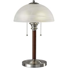 This 2 light Table Lamp from the Lexington collection by Adesso will enhance your home with a perfect mix of form and function. The features include a Walnut finish applied by experts.   Product Features Include: Brand: Adesso  Collection: Lexington  SKU: 4050-15  UPC: 798919405053  Category: Table Lamp  Finish: Walnut  Shade: 6H x 13.5D  Height: 22.50  in.  Switch: On/Off Pull-Chain on each Socket  Bulbs Included: No  Primary Bulb(s): 2 x 60.00 watts  Incandescent or Equivalent CFL Tripod Table Lamp, Walnut Table, Fan Lamp, Metal Table Lamps, Metal Lamp, Pull Chain, Portable Light, Lamp Bulb, Brushed Steel