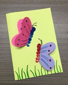 Oppgaver For Barn, Insect Crafts, Spider Crafts, Butterfly Card, Preschool Arts And Crafts, Hand Crafts For Kids, Preschool Art Activities, Kindergarten Crafts