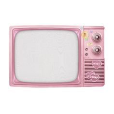 an old pink tv with hearts on it