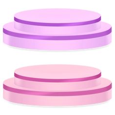 three round pink and purple plates stacked on top of each other with ribbons around them