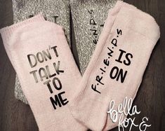 These socks are so soft and comfy - you'll love them. Funny socks make a fun gift or are great to keep for yourself! Socks with sayings make the perfect gag gift! Currently carrying white black, dark speckled grey, light speckled grey, pink, blue, purple and soft grey. Don't Talk To Me, Alice And Wonderland Quotes, Handmade Wood Signs, Comfy Socks, Iron On Vinyl, Grey Light, Sock Gifts