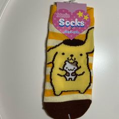 Brand New. One Pair. Pompompurin Merch, Sanrio Finds, Sanrio Yellow, Sanrio Items, Pom Purin, Sanrio Accessories, Sanrio Stuff, Badtz Maru, Green Frog