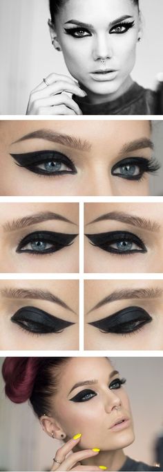 Maquillage Goth, Dramatic Eyeliner, Black Eye Makeup, Nars Blush, Linda Hallberg, Cat Eye Makeup, Smink Inspiration, Beauty Make-up, Elf Makeup