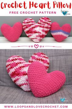 crochet heart pillow free pattern