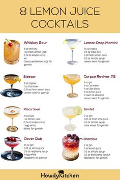 the 8 lemon juice cocktails