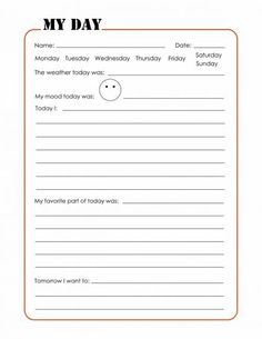 a printable worksheet with the words my day on it