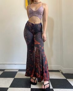 Arabella Flares in Purple Bohemian Stretch Flares, Summer Hippie Wide Leg Flares, Hippie Style Wide Leg Summer Flares, Hippie Wide Leg Flares For Summer, Hippie Wide Leg Summer Flares, Summer Hippie Flares, Casual Fitted Wide Leg Pants For Festival, Tie Dye Stretch Wide Leg Bottoms, Fitted Tie-dye Bottoms For Festival