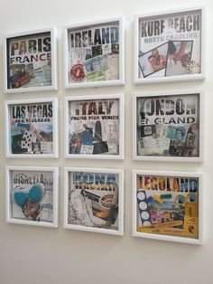 the wall is covered with many different newspapers