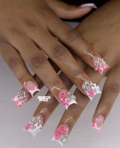 Junk Nails, Acrylic Nail Set, Diy Acrylic Nails, Cute Acrylic Nail Designs