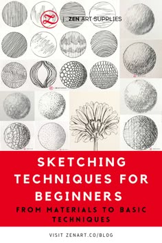 the cover of sketching techniques for beginners from materials to basic techniques, with an image