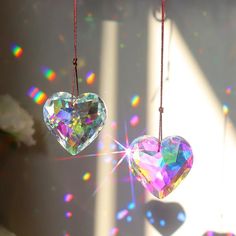 heart shaped glass crystal sun catcher roomtery Crystal Wind Chimes, Rainbow Prism, Jewelry Making Kits, Hanging Crystals, Rainbow Maker, Crystal Suncatchers, Crystal Prisms, Eid Al Adha, Hanging Hearts