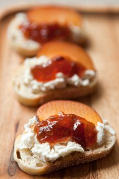 three pieces of bread with spread on them