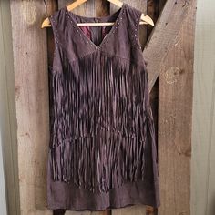 Brand New. Genuine Leather Durango Fringe Dress With Back Zipper. Leather Fringe Dress, Sleeveless Brown Dress With Fringe, Brown Sleeveless Fringe Dress, Sleeveless Brown Fringe Dress, Fringe Dress, Leather Fringe, Dress Brands, Textile Design, Sustainability