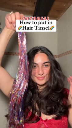 Step by step tutorial to put in Hair tinsel for summer 🌈  #hairtinsel #hairtinseltutorial #hairtinselextensions #hairtinsels #summerhair #rainbowhair #hairtutorial #trendyhair #hairtok Adorable Home, Rave Hair, Easy Hairstyles For Thick Hair, Hair Tinsel, Palaye Royale, Hair Tips Video, Hairdos For Curly Hair, Peinados Fáciles Para Cabello Corto, Hair Tutorials For Medium Hair