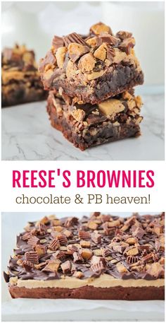 reese's brownies with chocolate and pecans in the middle, on top