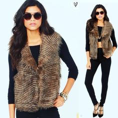 Nwot Anthropologie Jack By Bb Dakota Punk Faux Fur Vest Size: Xs Oversized! Would Fit Yo To A Medium Chest: Closed: 17 Inches (Can Be Worn Open Or Closed, Hooks) Length: 26.5 Inches Soft And Cool! Lined. Gray Brown And Black. Very Feline! Retail: $89 Faux Fur Vest, Faux Fur Vests, Bb Dakota, Fur Vest, Vest Jacket, Brown And Grey, Feline, What To Wear, Faux Fur