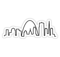 the city skyline sticker is shown in black and white, on a white background