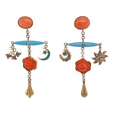 This is part of Chairish’s Fine Jewelry assortment.  A fine pair of Victorian 14K gold repurposed long dangling earrings, c. 1880 - 1900.  The earrings have oval bezel set pierced post tops leading to two Victorian blue enamel lingerie pins with seed pearls. There are additional drops with turquoise and seed pearls. The bottom drops are Victorian repurposed hat pins. Condition is excellent.    Dimensions: Length: 2 1/2", Width: 1 1/4", Weight: 8.2 grams Antiques Repurposed, Jewelry Vendor, Bird Earrings, Hat Pin, Antique Earrings, Seed Pearl, Dangling Earrings, Accessories Jewelry Earrings, Hat Pins