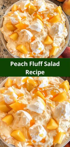 peach fluff salad recipe in two bowls