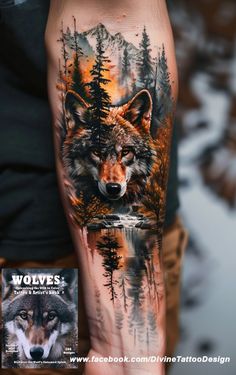 Impeccable  unique and Original Wolf designs optimized for Tattoos ( like this)   Physical Book + PDF , extends value and practicality like none else. Made by Pro Artist For Artists or your next tattoo  Over 500  grayscale and color , original designs to choose from,  in pour series.  #wolftattoo @wolftattoobook #protattooartist #animaltattooer #animaltattoo #wolvestattoo #wolftattoodesign #wolftattoodesigns #wolfcolortattoo #wolfcolortattoodesigns #wolvescolortattoo #wolvescolortattoodesign #wolfgrayscaletattoo #wolfgrayscaletattoodesign #protattoodesigns #wolftattoobook #wolforiginaldesigns #wolfuniquetattoo #wolfuniquetattoodesigns #wildernesstatttoo Wolf And Mountain Tattoo, Color Wolf Tattoo, Grey Wolf Tattoo, White Wolf Tattoo, Wolf Pack Tattoo, Wolf Designs, Tattoo Wolf, Nature Tattoo Sleeve, Light Tattoo