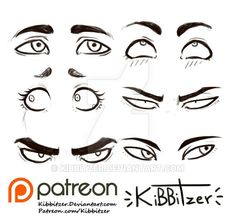 an image of various eyes and eyebrows with the words patreon klbtzer