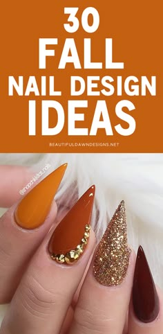 Fall Nails For Almond Shape, Best Fall Nails Designs, Wedding Nails For Fall, Fall Acrilyc Nails Ideas, November Nails Designs Fall Matte, Simple Fall Nail Designs Almond Shape, Fall Nails 2023 Trends Almond, Fall Almond Shaped Nails Designs, Nail Designs Stiletto Shape