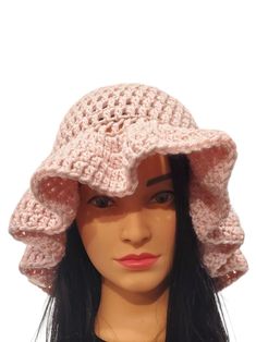 Crochet Hat - Wavy Brim UV Protection, Bad Hair Day Fix, Easy to Pack Unique Stylish Fashion Accessory for Your Wardrobe or Great Gift Brand New Handmade in the USA w/Fast Free Shipping "Support Small Business" Trendy Crochet Sun Hat, Adjustable Pink Crochet Hat For Vacation, Lightweight Pink Bucket Hat For The Beach, Lightweight Pink Bucket Hat For Beach, Pink Summer Hat One Size, Pink Lightweight Bucket Hat For Beach, Handmade Pink Summer Sun Hat, Trendy Pink Crochet Hat For Vacation, Pink Crochet Beach Hat