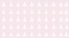 a pink background with small white trees on the left side and dots on the right