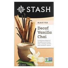 stash decaf vanilla chai tea bags, pack of 6 - black tea