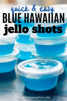 How to Make Blue Hawaiian Jello Shots Hawaiian Jello Shots, Blue Pina Colada, Pineapple Cocktails, Blue Jello Shots, Best Jello Shots