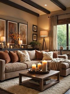 Living Room Oasis: Create the ultimate cozy and inviting space with a combination of plush textures, warm earth tones, and natural elements Incorporate a statement piece such as an oversized sectional adorned with soft, luxurious throw pillows Room Oasis, Oversized Sectional, Neutral Living Room, Effective Workouts, Tv Room, Little House, Achieve Your Goals