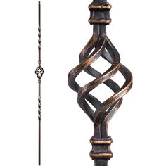 a tall metal pole with a decorative design on it's end and an iron rod in the middle