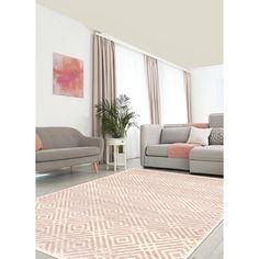 a living room scene with focus on the rug