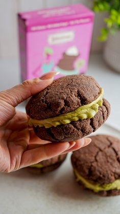 The perfect gluten-free low sugar Chocolate Matcha Cookie Sandwiches with Cream Cheese. The perfect healthy cookie dessert you must try!