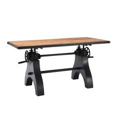 Modway Furniture Genuine 60" Adjustable Height Dining Table and Computer Desk Black Natural 30 x 60 x 30 Desk Dimensions, Industrial Dining Table, Industrial Dining, Counter Height Chairs, Desk Height, Bar Height Table, Height Table, Adjustable Height Table, Counter Height Table