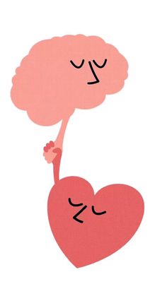 a drawing of a heart and a tree with eyes closed