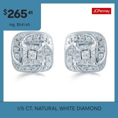 Features: Quick ShipDiamond Clarity: I3Earring Back: PostSetting: NickStone Cut: RoundDiamond Color: I-JMetal Color: WhiteEarring Length: 8.6mmEarring Width: 8.6mmRounded Carat Weight: 1/5 Ct. T.w.Care: Wipe CleanStone Type: 34 Natural DiamondAuthenticity: Natural DiamondBirthstone: April BirthstoneEarrings Style: Stud EarringsMetal: Sterling SilverCountry of Origin: Imported Earrings Stud, White Diamond, Diamond White, Natural Diamonds, Stud Earrings, Sterling Silver, Silver, Free Shipping, Nature