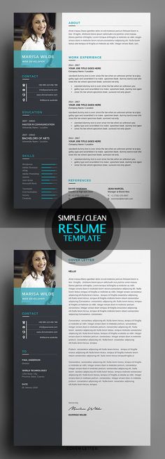 this is an image of two professional resume templates with blue and black accents on the front